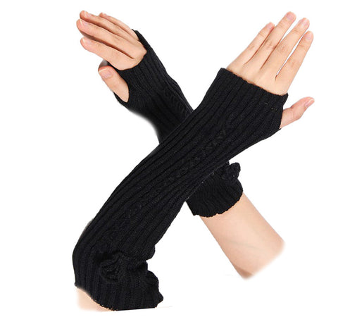Flower Knitted Woollen Warm Comfortable Long Fingerless Gloves Thermal Mitts Winter Accessories Hand Warmer Gloves for Women