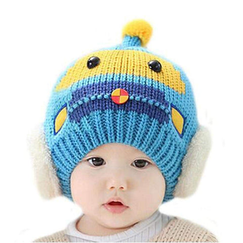 Warm Wool Cartoon Pom Pom Ears Cap Beanie Hat and Muffler Winter Accessories for Kids