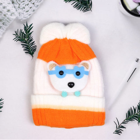 Soft Warm Bear Cartoon Winter Cap Beanie Topi Winter Accessories for Newborn Infant Toddler Baby Boys and Girls Kids