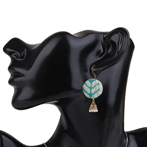 Unique Handmade Designer Big Round Handloom Fabric Hoop Earrings with Jhumki