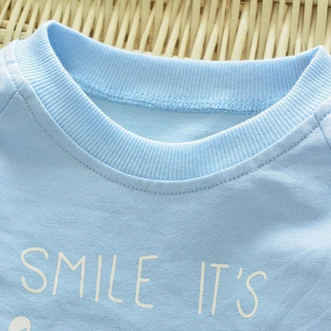Blue & Grey Cute Elephant Print Full Sleeve T-shirt & Jogger PJ for Boys & Girls