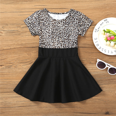 Animal Print Black Skater Party wear Trendy Dress Frock for Girls