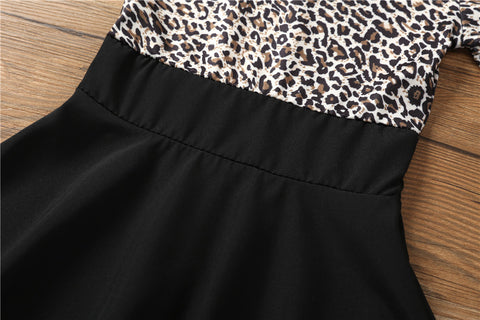 Animal Print Black Skater Party wear Trendy Dress Frock for Girls