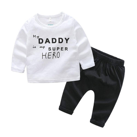 Daddy is My Superhero Full Length Tshirt Pyjama Clothing Set for Boy Girl Kids