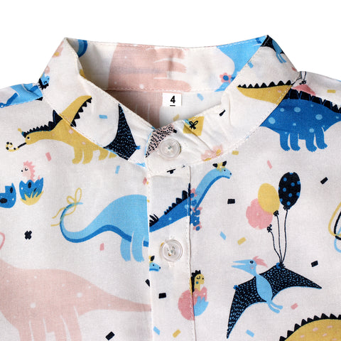 Cotton Full Sleeve Dinosaur Print Rawrsome Ethnic wear Dhoti Kurta Set for Infant Toddler Little Boys
