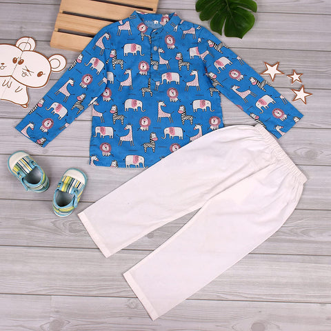 Cotton Cartoon Print Ethnic wear Kurta Pyjama Set for Kids