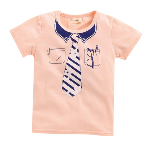 Cute Tie Printed Half Sleeve T-shirt & Check 3/4th Shorts Little Man Party Dress Clothes for Kids