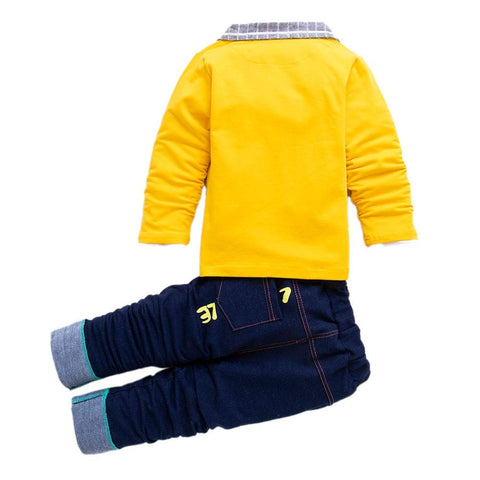 Partywear Coat / Blazer with T-Shirt and Denim Blue Jogger Pant 3 Pc Suit Set for Little Boys