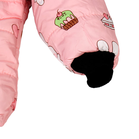 Cartoon Bunny Rabbit Fur Winter Warm Quilted Bomber Puffer Hood Jacket Coat for Lil Girls