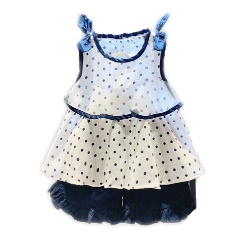 Polka Dot Print Sleeveless Flared Top and Shorts Clothing Set for Infant Toddler Baby Girl