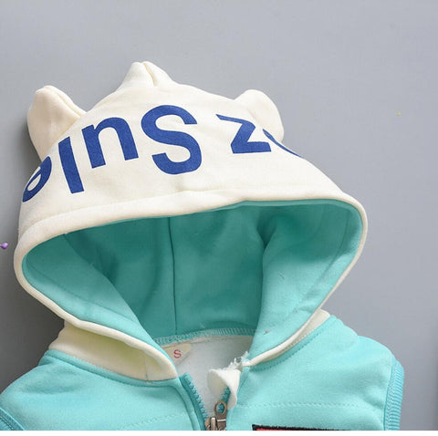 3D Fur Bear Cartoon Thick Warm Fleece T-shirt Pant with Hood Jacket 3 Pc Winter Party Clothing Set for Infant Toddler Kids