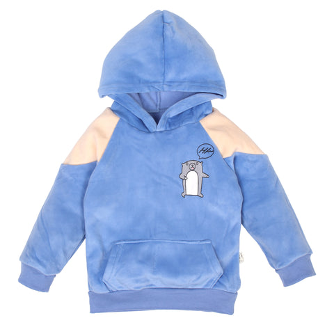 Cute Hamster Warm Micro Fleece Full Sleeve Pullover Sweatshirt Hoodie Tshirt and Lower / Jogger Pant Winter Clothing Set for Kids