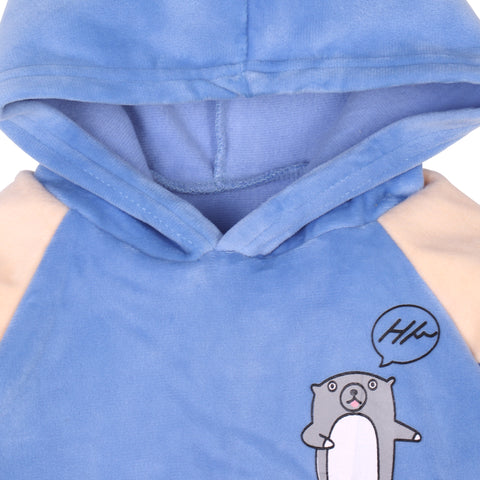 Cute Hamster Warm Micro Fleece Full Sleeve Pullover Sweatshirt Hoodie Tshirt and Lower / Jogger Pant Winter Clothing Set for Kids