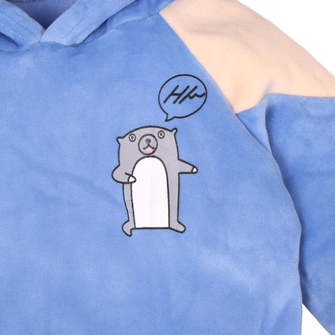 Cute Hamster Warm Micro Fleece Full Sleeve Pullover Sweatshirt Hoodie Tshirt and Lower / Jogger Pant Winter Clothing Set for Kids