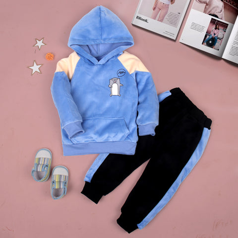 Cute Hamster Warm Micro Fleece Full Sleeve Pullover Sweatshirt Hoodie Tshirt and Lower / Jogger Pant Winter Clothing Set for Kids