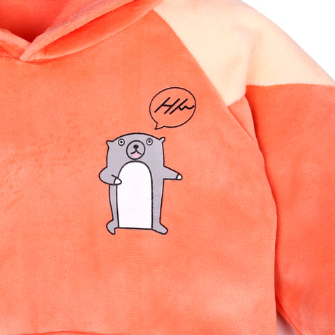 Cute Hamster Warm Micro Fleece Full Sleeve Pullover Sweatshirt Hoodie Tshirt and Lower / Jogger Pant Winter Clothing Set for Kids