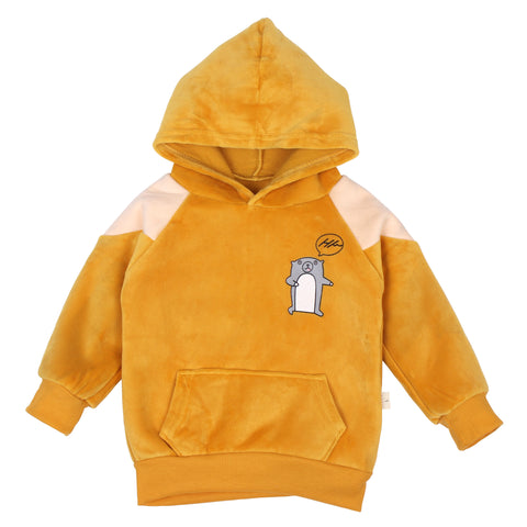 Cute Hamster Warm Micro Fleece Full Sleeve Pullover Sweatshirt Hoodie Tshirt and Lower / Jogger Pant Winter Clothing Set for Kids