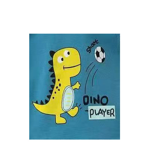 Blue Dinosaur Football Player Print Kid's Sleeveless Vest T-shirt Shorts Set for Baby Boys & Girls