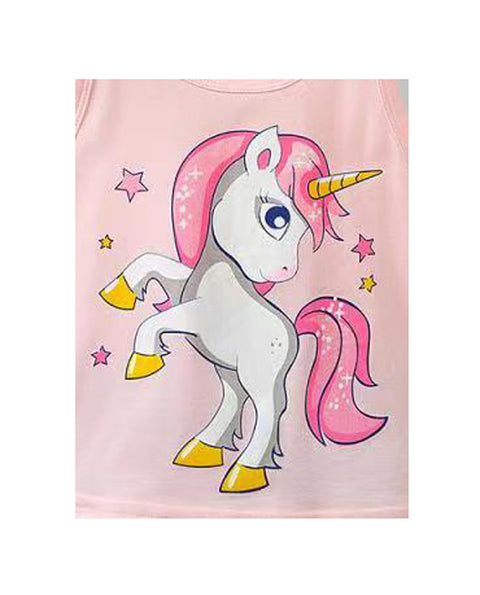 Unicorn Cartoon Print Sleeveless Tank Top T-shirt & Shorts Set for Baby Boys & Girls