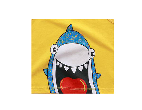 Shark Print Kid's Sleeveless T-shirt Shorts Set for Baby Boys & Girls