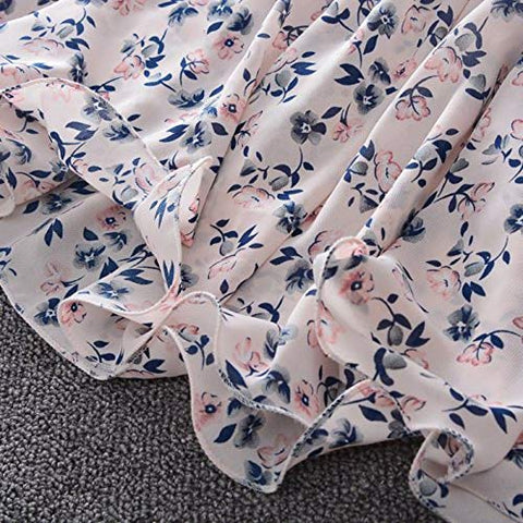 Floral Printed Sleeveless Georgette Flared Dress Frock Tutu with Hat Set for Infant Toddler Baby Girl