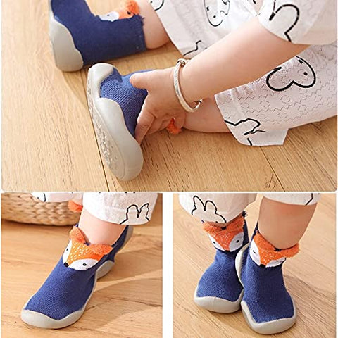 Blue Fox Kid's Anti Skid Non Slip First Walking Sock Shoes Sneakers for Baby Boys & Girls