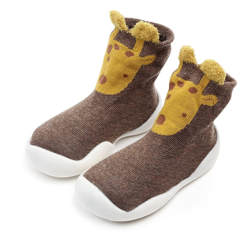 Brown Giraffe Kid's Anti Skid Non Slip First Walking Sock Shoes Sneakers for Baby Boys & Girls