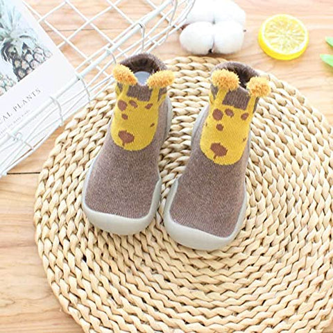Brown Giraffe Kid's Anti Skid Non Slip First Walking Sock Shoes Sneakers for Baby Boys & Girls