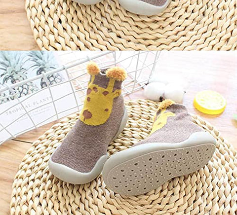 Brown Giraffe Kid's Anti Skid Non Slip First Walking Sock Shoes Sneakers for Baby Boys & Girls
