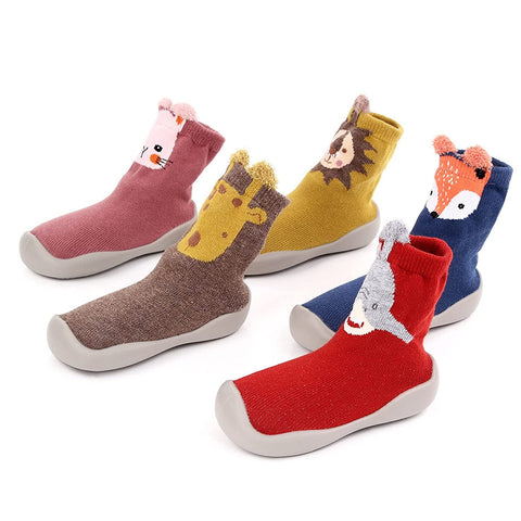 Cute Cat Embroidery Kid's Anti Skid Non Slip First Walking Sock Shoes Sneakers for Baby Boys & Girls