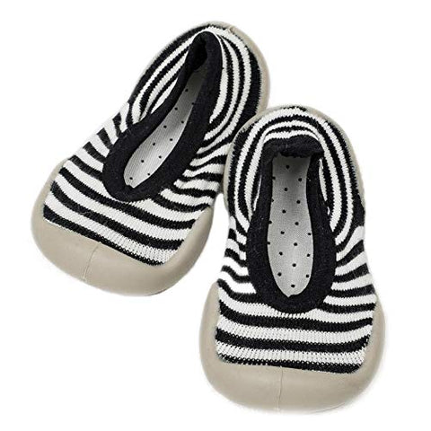 Black Stripe Anti Skid Non Slip First Walking Sock Shoes Slip on Sneakers for Boys & Girls