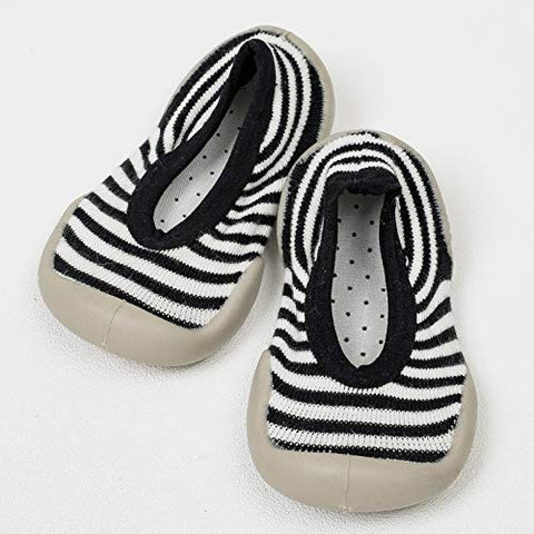 Black Stripe Anti Skid Non Slip First Walking Sock Shoes Slip on Sneakers for Boys & Girls