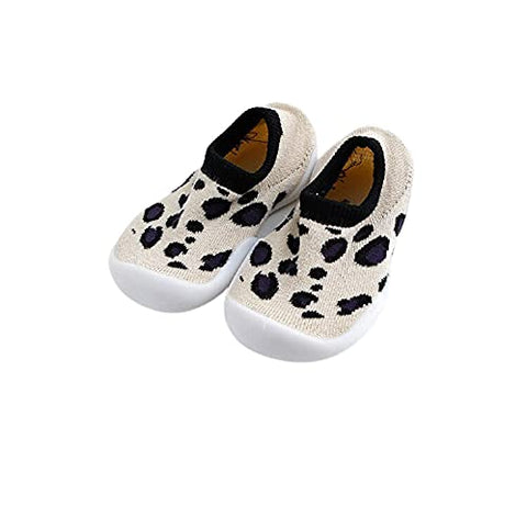 Beige Tiger Print Anti Skid Non Slip First Walking Sock Shoes Slip on Sneakers for Boys & Girls