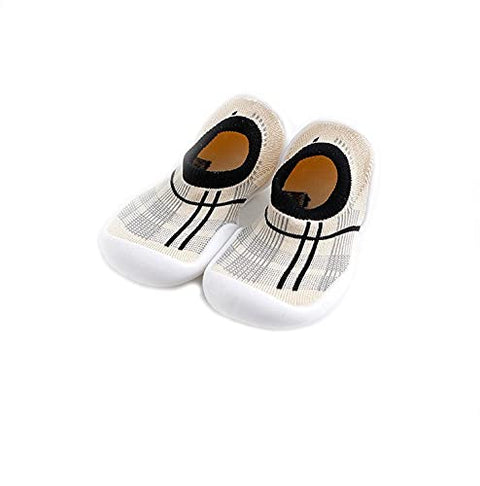 Beige Geometric Anti Skid Non Slip First Walking Sock Shoes Slip on Sneakers for Boys & Girls