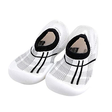 Black & White Striped Anti Skid Non Slip First Walking Sock Shoes Slip on Sneakers for Boys & Girls