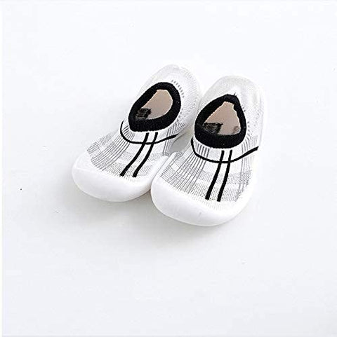 Black & White Striped Anti Skid Non Slip First Walking Sock Shoes Slip on Sneakers for Boys & Girls