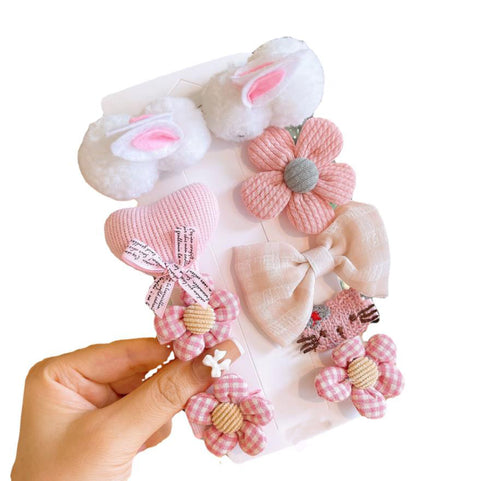 Cute Crochet Bow Flower Bunny Tic Tac Hair Pin Clip Fancy Hair Accessories for Girls