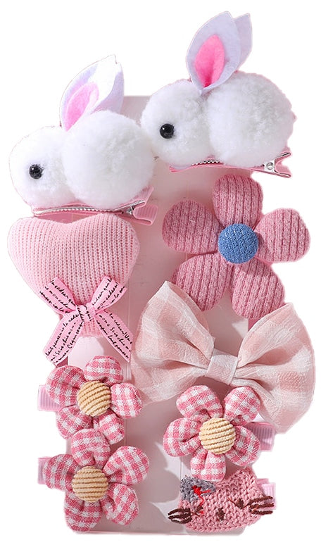 Cute Crochet Bow Flower Bunny Tic Tac Hair Pin Clip Fancy Hair Accessories for Girls