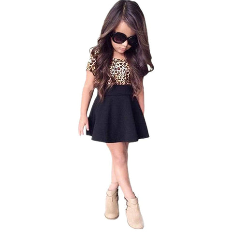 Animal Print Black Skater Party wear Trendy Dress Frock for Girls