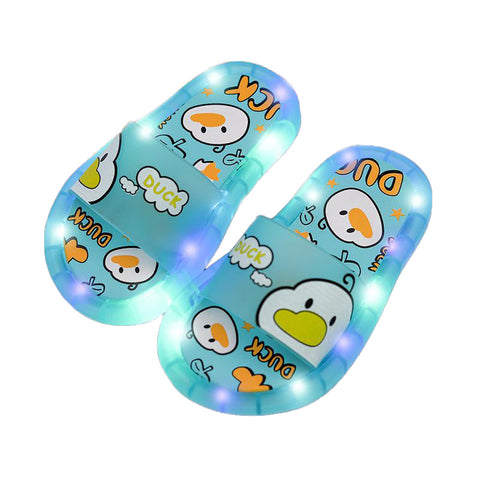 Baby Duck Print LED Light up Cartoon Flip Flop Slipper Slip on Footwear for Little Boy Girl Kids