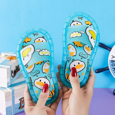 Baby Duck Print LED Light up Cartoon Flip Flop Slipper Slip on Footwear for Little Boy Girl Kids