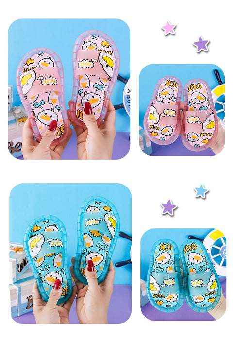 Baby Duck Print LED Light up Cartoon Flip Flop Slipper Slip on Footwear for Little Boy Girl Kids