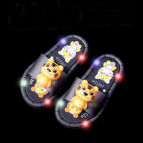 Little Tiger LED Light up Cartoon Flip Flop Slipper Sandal for Toddler Little Boy Girl Kids