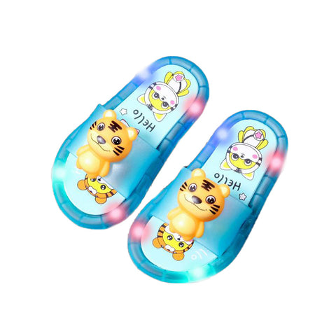 Little Tiger LED Light up Cartoon Flip Flop Slipper Sandal for Toddler Little Boy Girl Kids