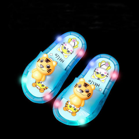 Little Tiger LED Light up Cartoon Flip Flop Slipper Sandal for Toddler Little Boy Girl Kids