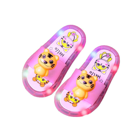 Little Tiger LED Light up Cartoon Flip Flop Slipper Sandal for Toddler Little Boy Girl Kids