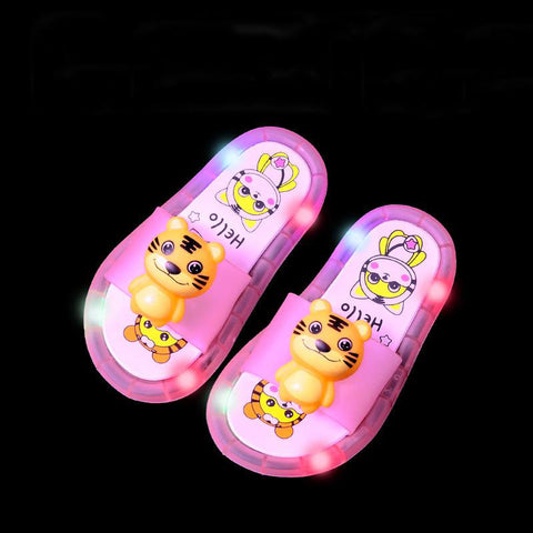Little Tiger LED Light up Cartoon Flip Flop Slipper Sandal for Toddler Little Boy Girl Kids