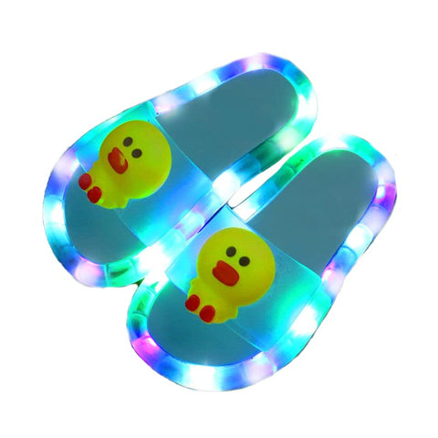 Blue Duck LED Light up Cartoon Flip Flop Slipper Slider Sandal for Toddler Little Girls Kids