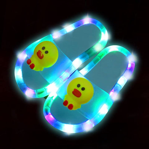 Blue Duck LED Light up Cartoon Flip Flop Slipper Slider Sandal for Toddler Little Girls Kids