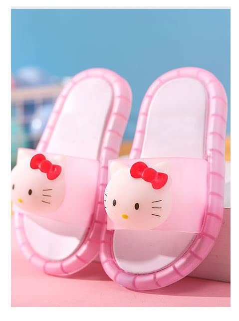 Cute Kitty Pink LED Light up Cartoon Flip Flop Slipper Slider Sandal for Toddler Little Girls Kids